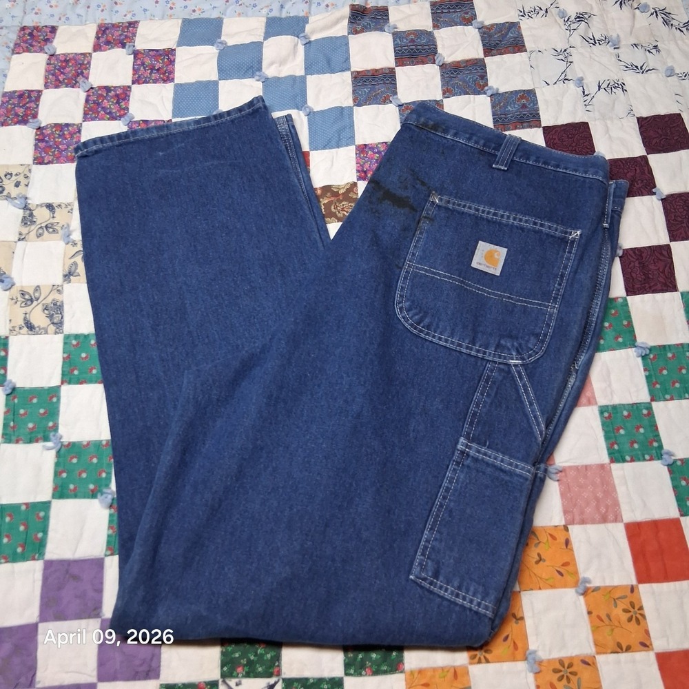 Carhartt Denim Carpenter Jeans Mens Size 42x34 Dungaree Fit 382-83 Workwear Dark